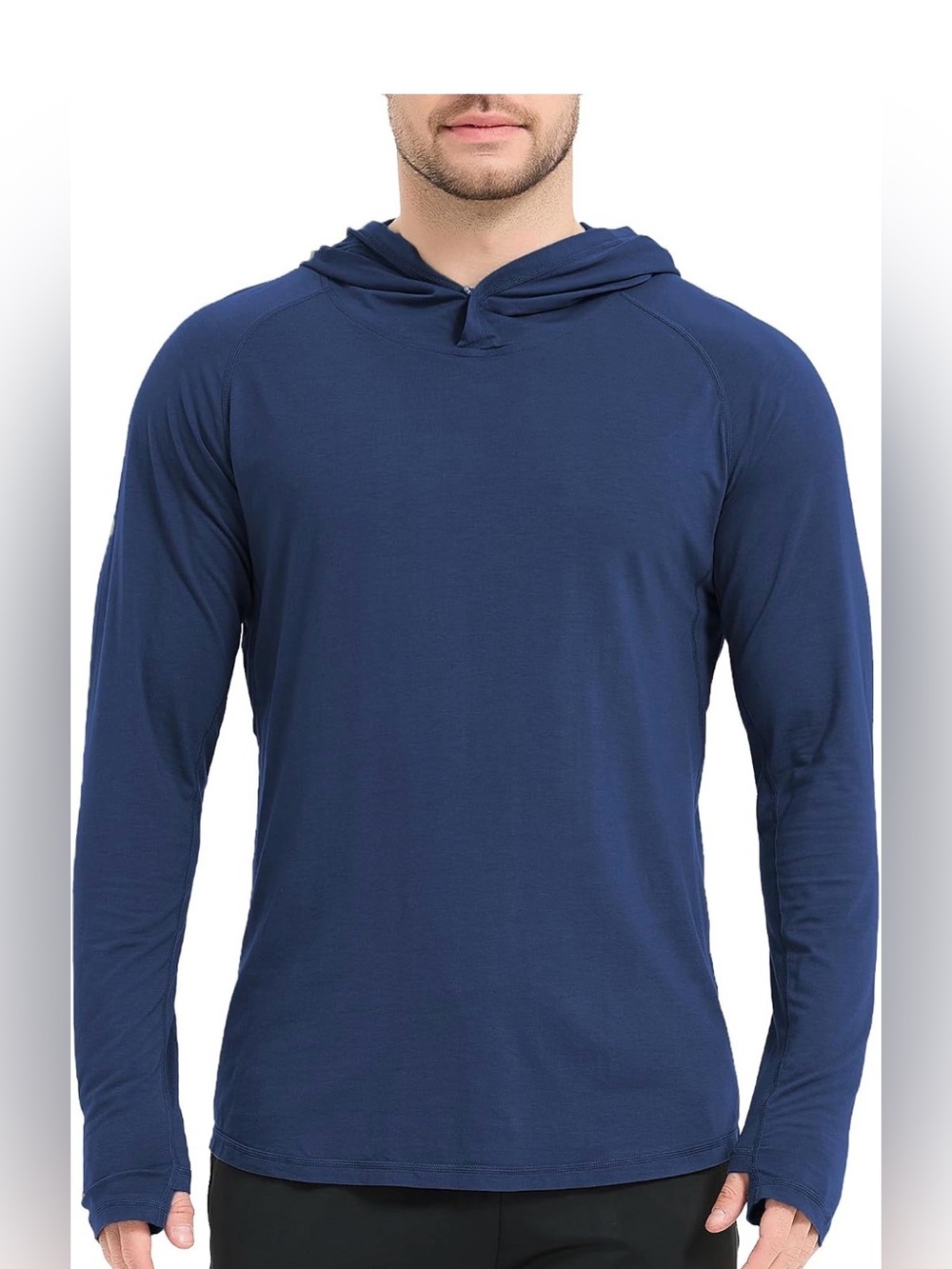 NWT Men's Navy Lightweight Hooded Long-Sleeve Shirt, Large